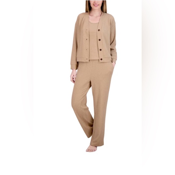 ❤️Live 2 Lounge 3Piece Textured Lounge Set XXL New Cable Knit Cardigan&Tank&Pant - Picture 5 of 10